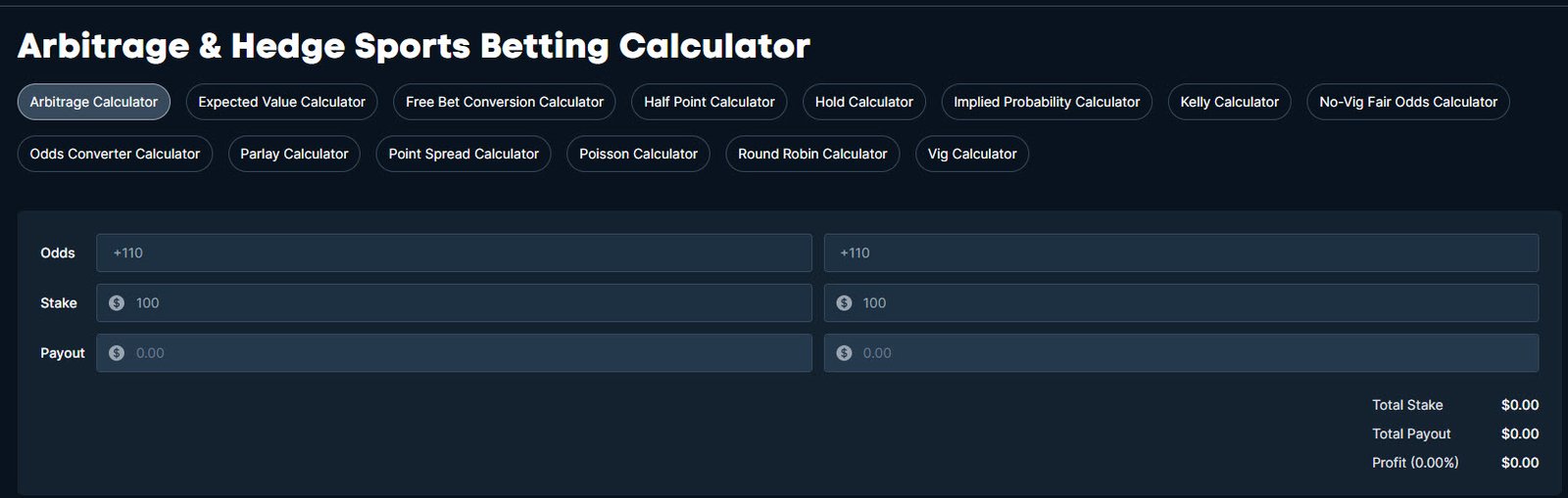 Arbitrage Betting Calculator